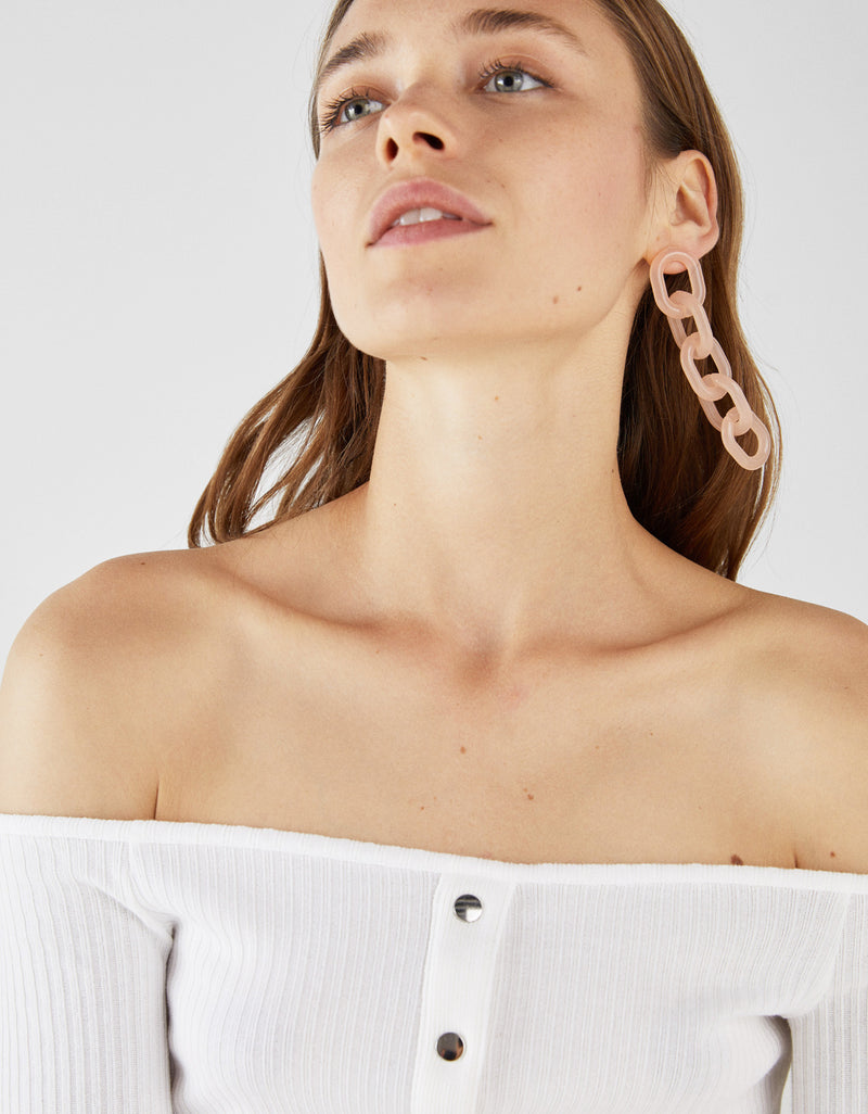 Button-up off the Shoulder Top